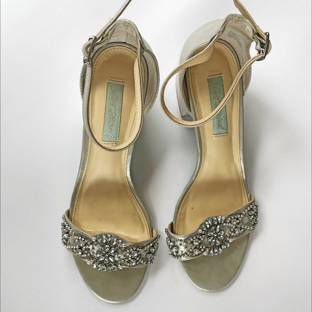 Betsey Johnson Silver Embellished Wedding Heels